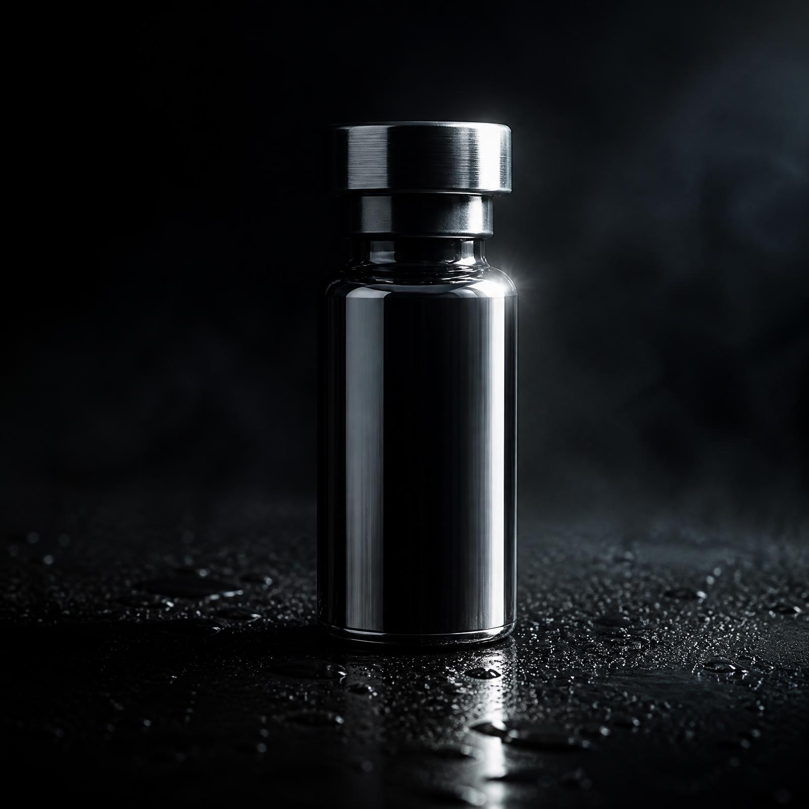 Polished stainless-steel peptide vial